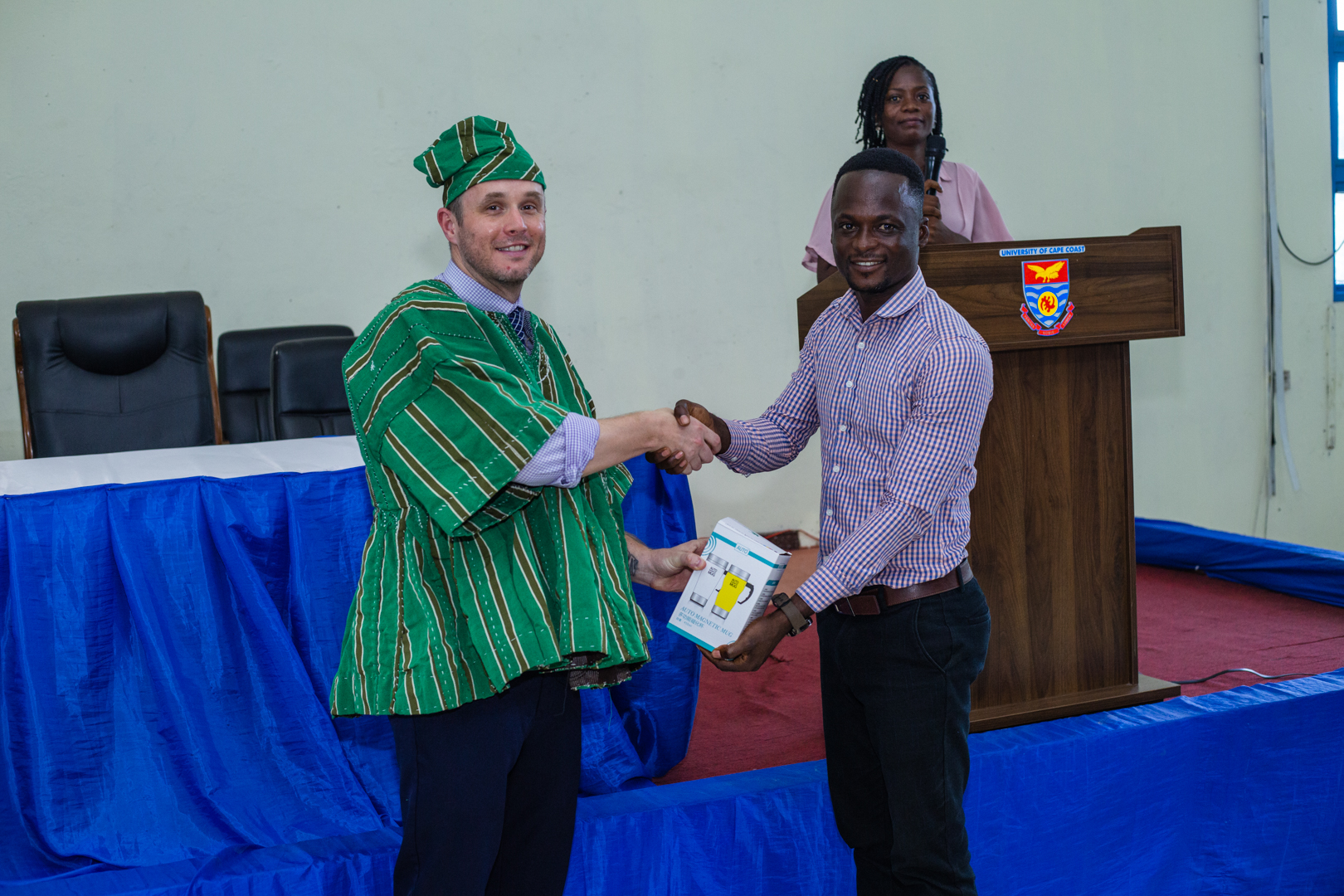 UCC International office gift to Professor Jon Wietholter after lecture