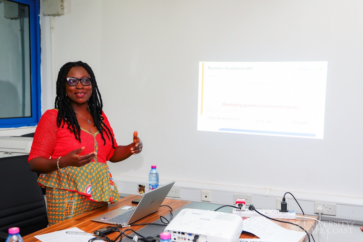 Prof. Mavis Serwaa Benneh Mensah making a presentation during the workshop