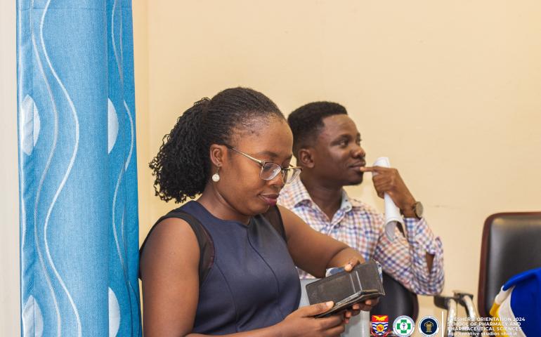 Mrs Cobbold & Dr Jonathan Asante at Orientation