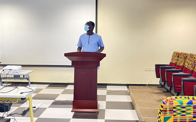 Dr Isaac Attah giving his presentation.