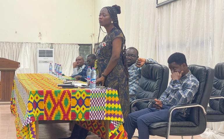 Mrs Esther Nimo (Faculty Officer) moderating the programme