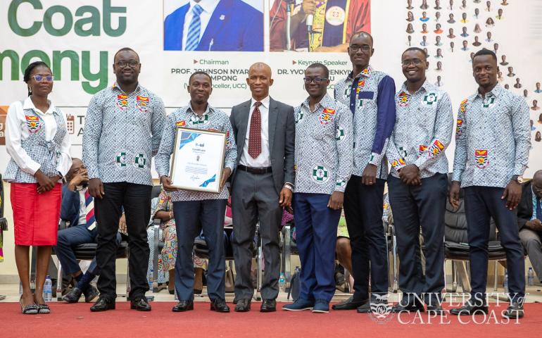 Some staff members of the School of Pharmacy and Pharmaceutical Sciences with the Provost of the College of Health and Allied Sciences, Prof. Martins Ekor (4th from left)